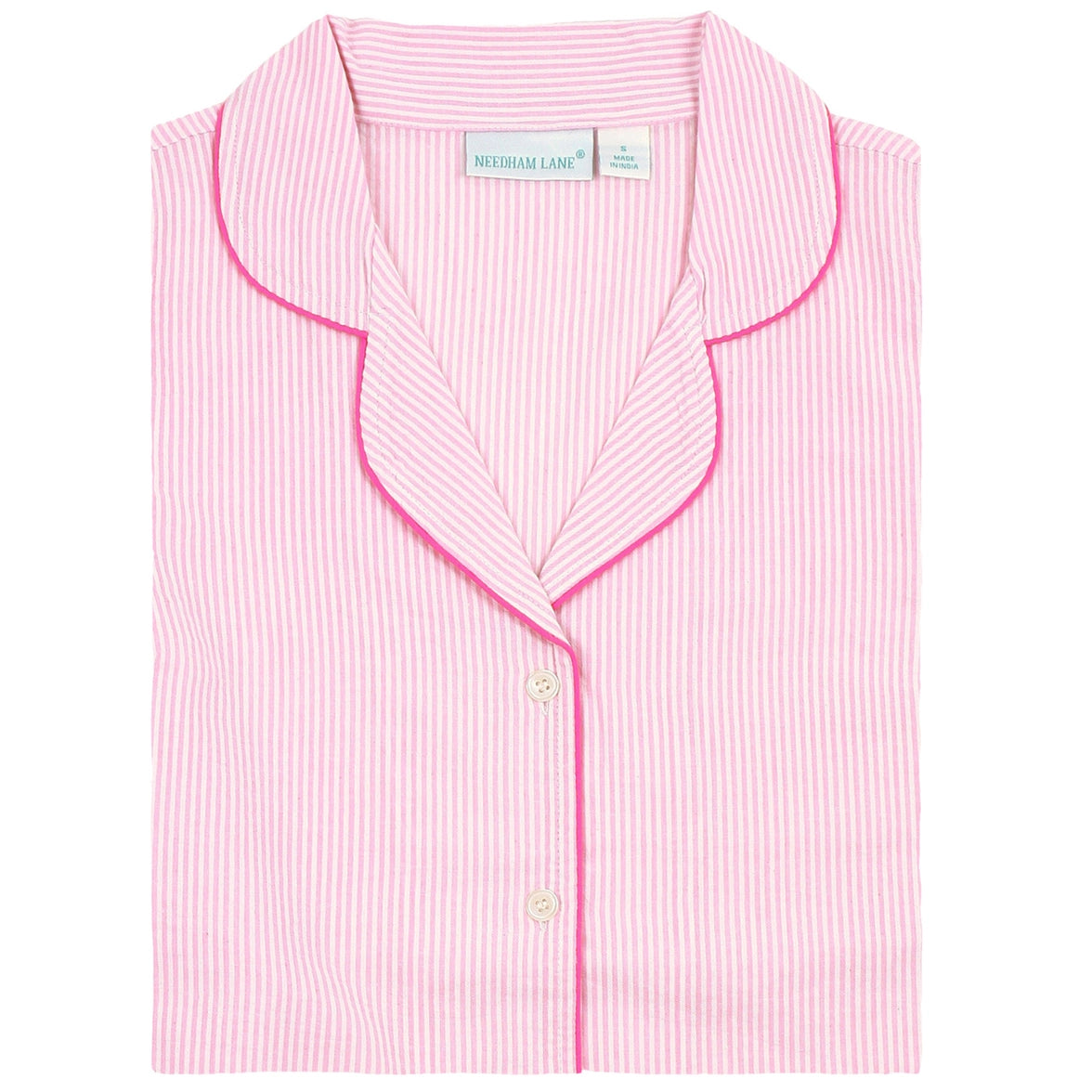 Pink Seersucker-Pink Sleeveless Capri Pajamas