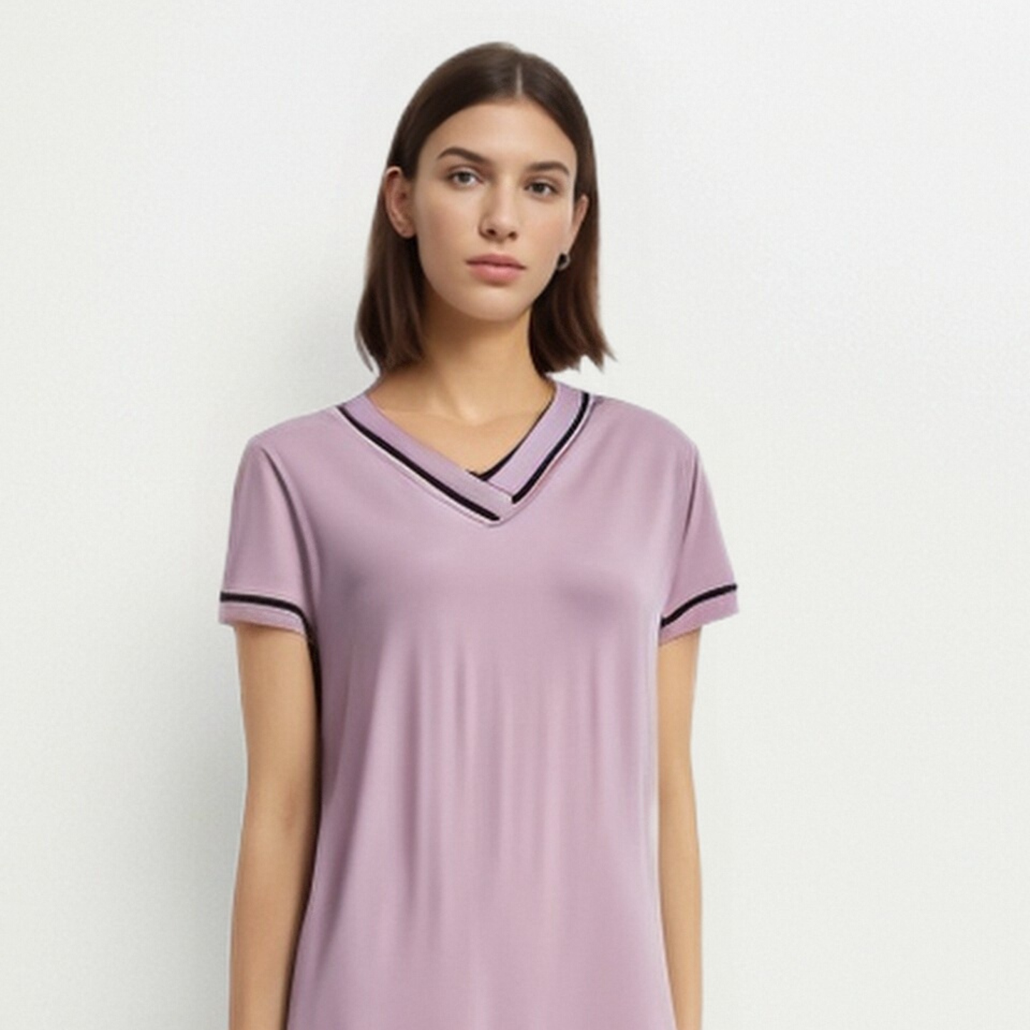 Black Built-in Bra Modal Pajama Dress
