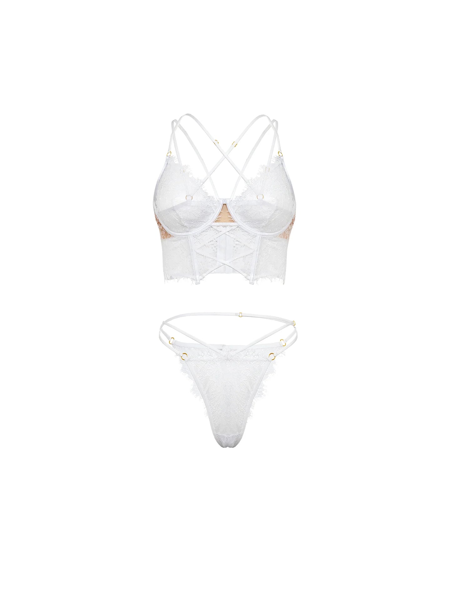 Indie Sheer White Bra Set