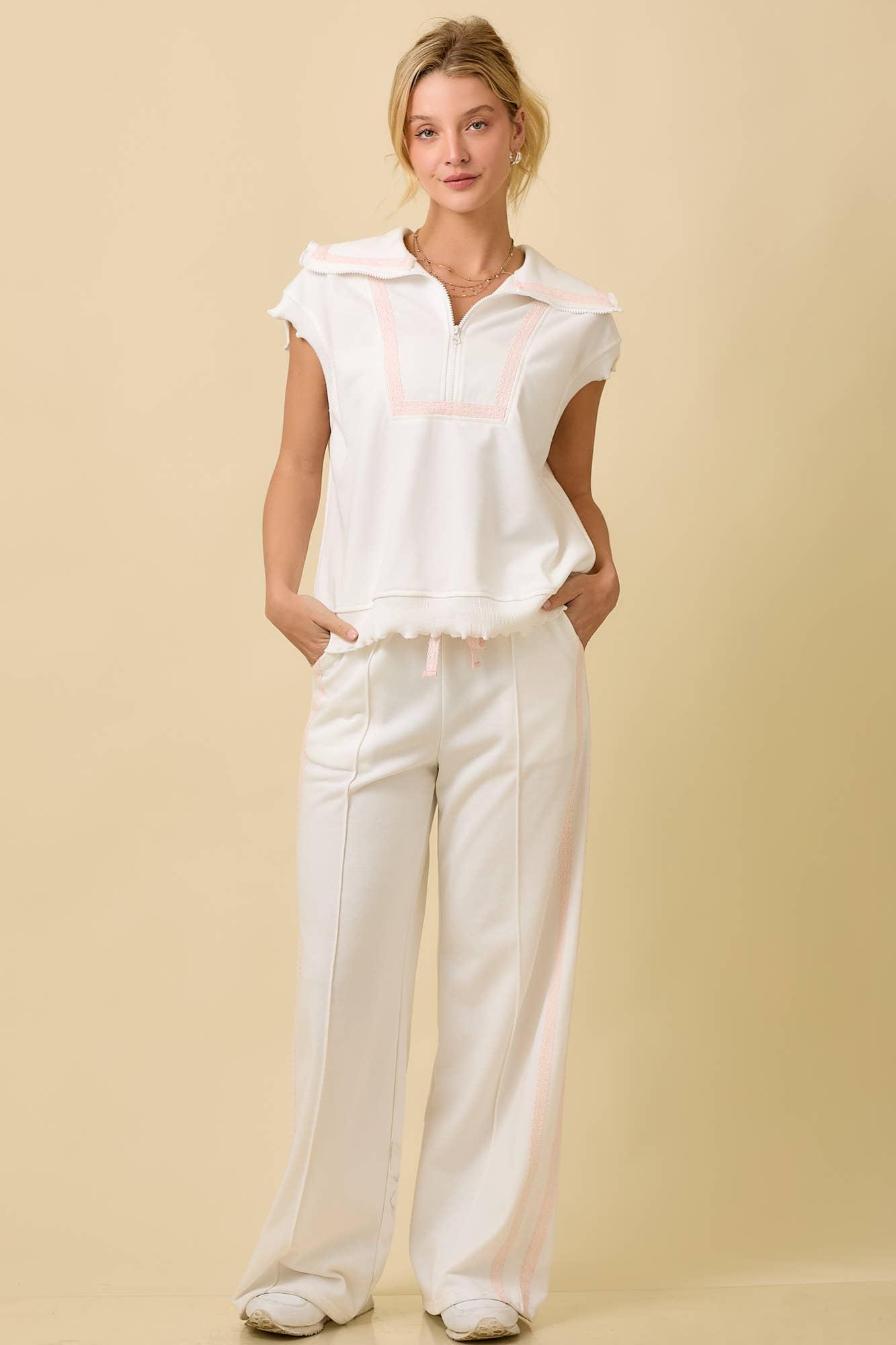 White and Pink Lounge Pants
