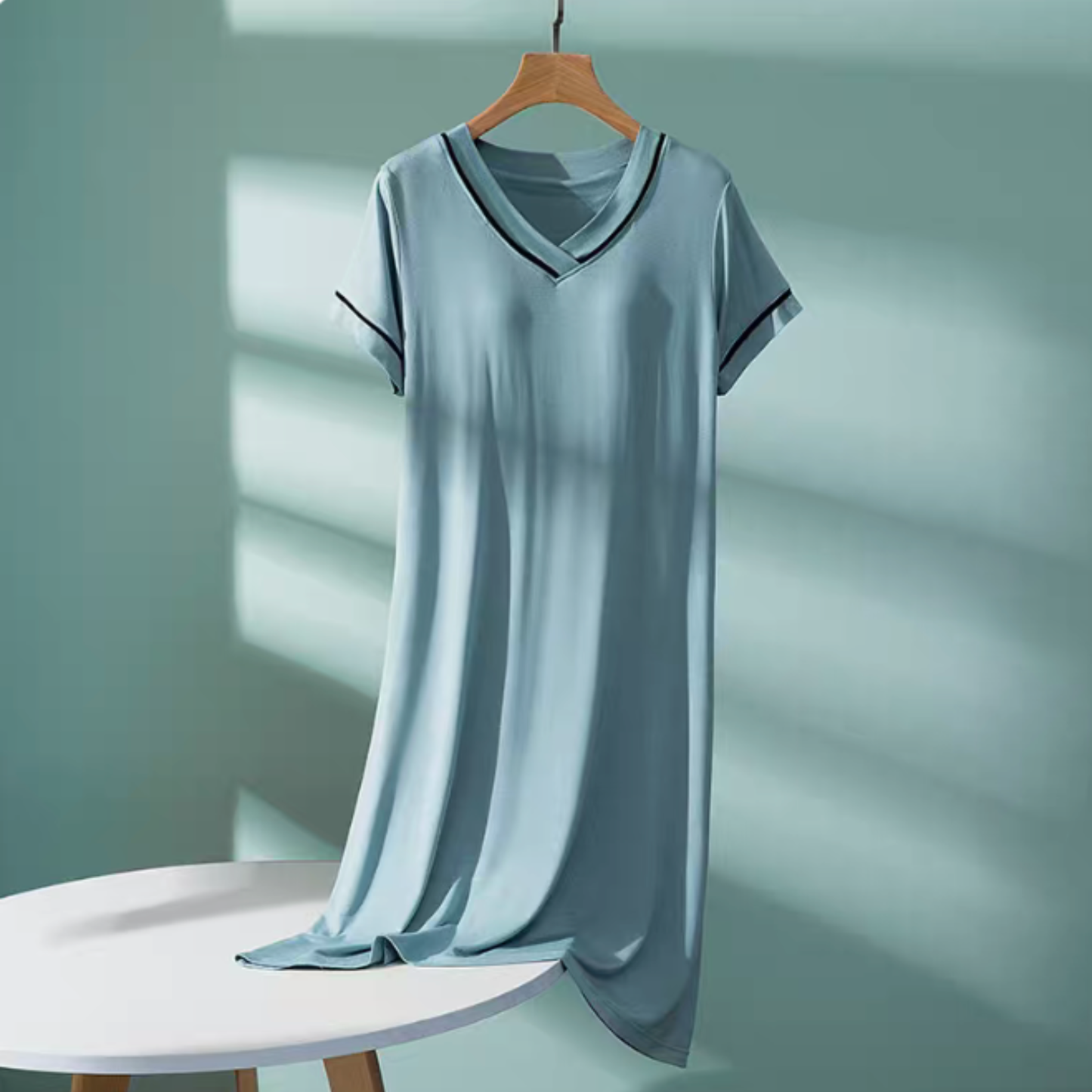 Black Built-in Bra Modal Pajama Dress