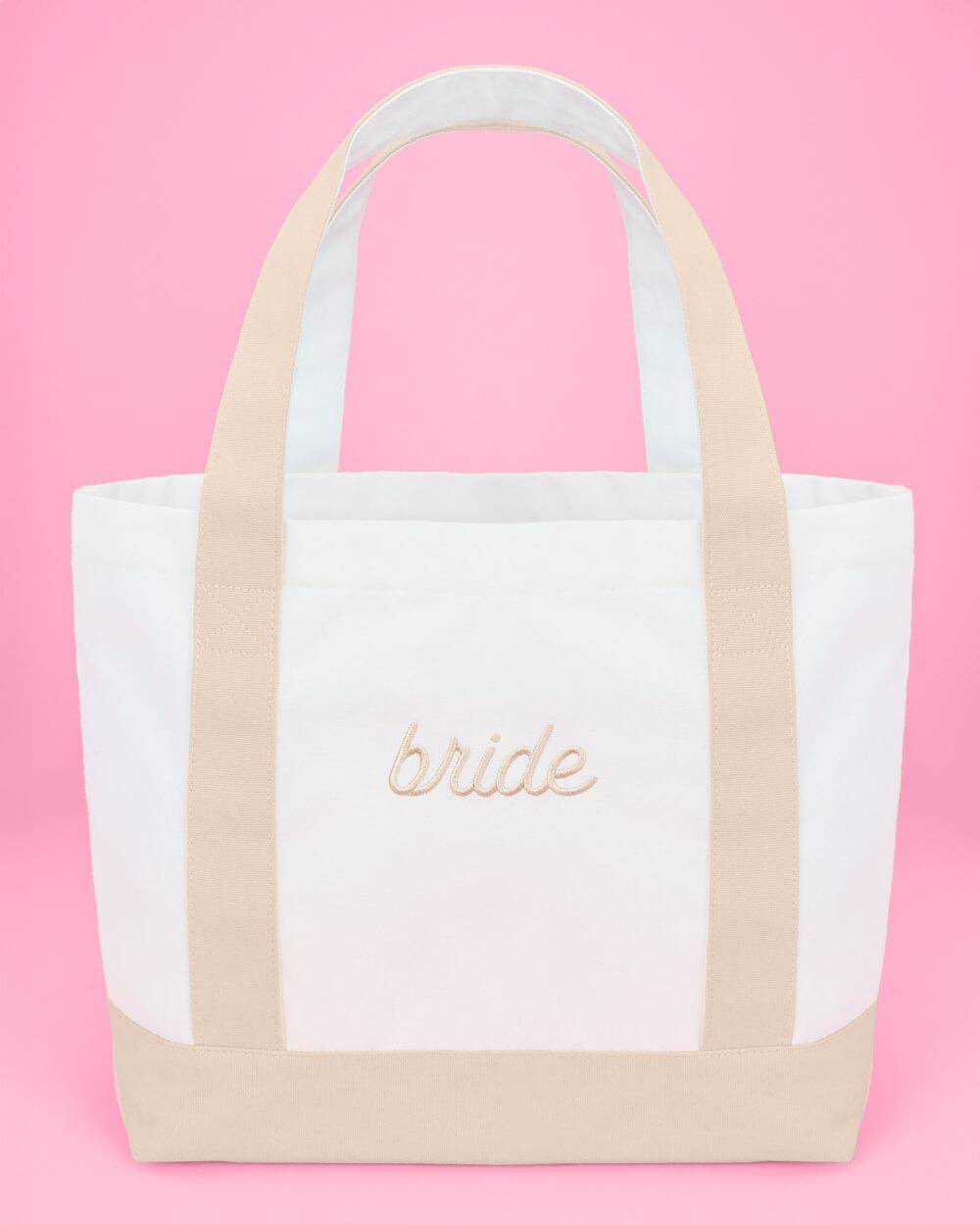 Beige Bride Embroidered Tote Bag