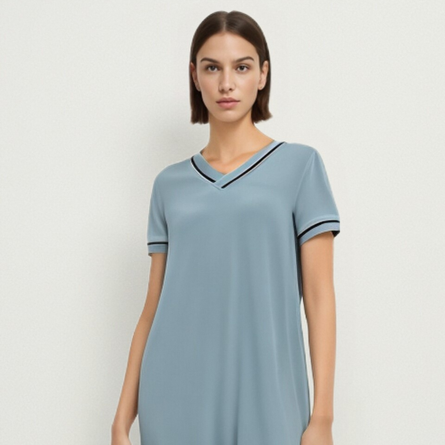 Black Built-in Bra Modal Pajama Dress