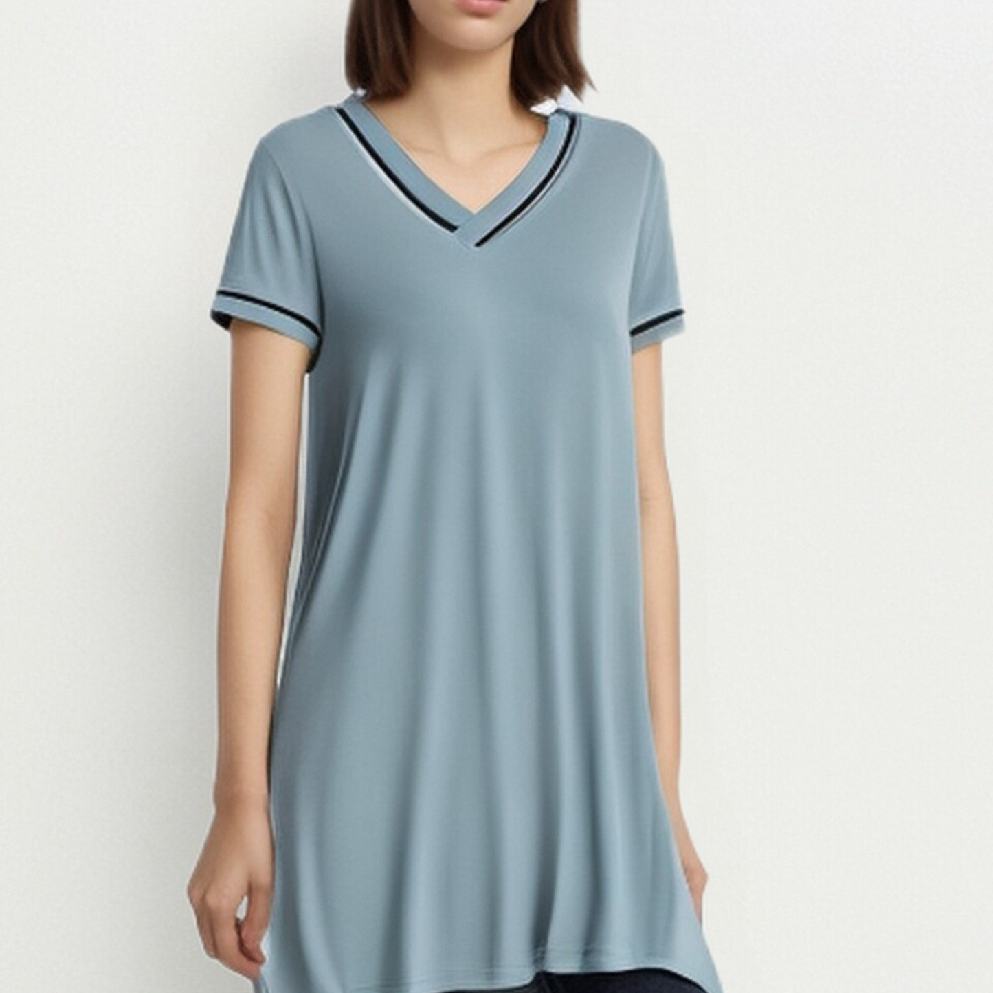 Black Built-in Bra Modal Pajama Dress