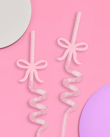 12 Reusable Bow Straws