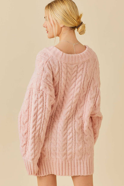 Twist Cable Crochet Oversize Sweater