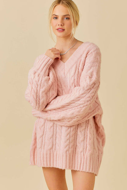 Twist Cable Crochet Oversize Sweater