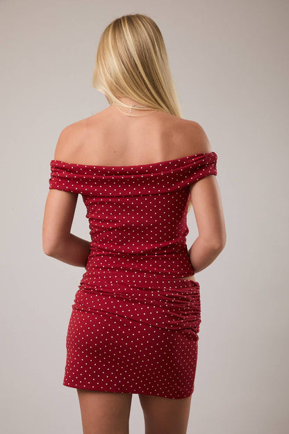Polka Dot Off The Shoulder Top