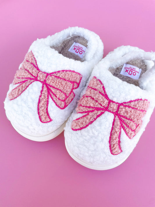 Toddler/Kids Pink Bow Slippers