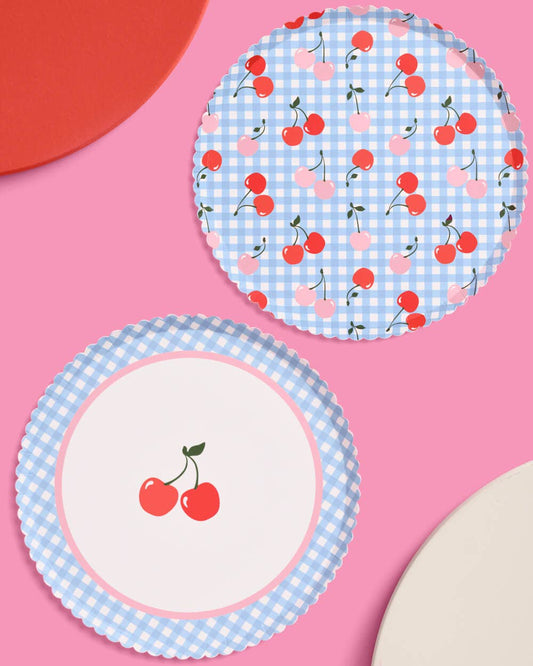 Cherry Gingham Paper Plates - 9", 24 count