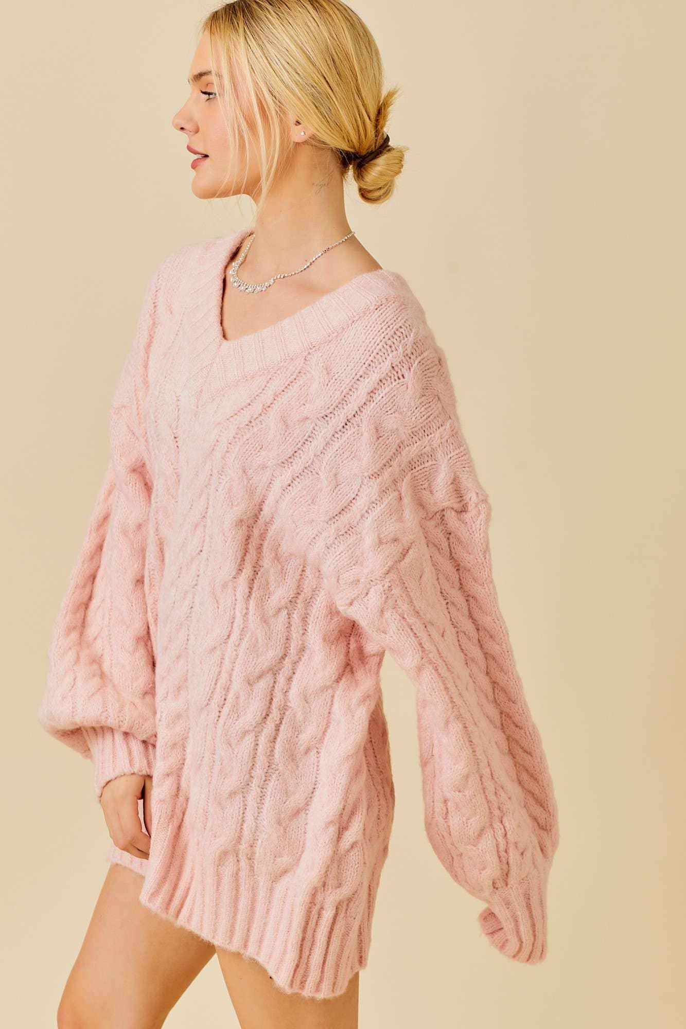 Twist Cable Crochet Oversize Sweater