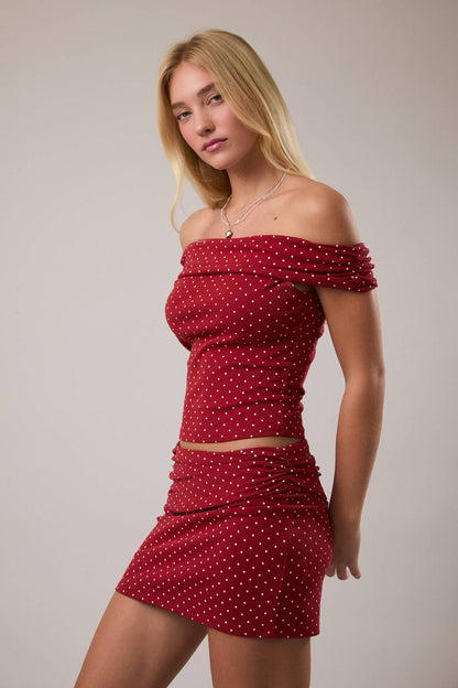 Polka Dot Off The Shoulder Top