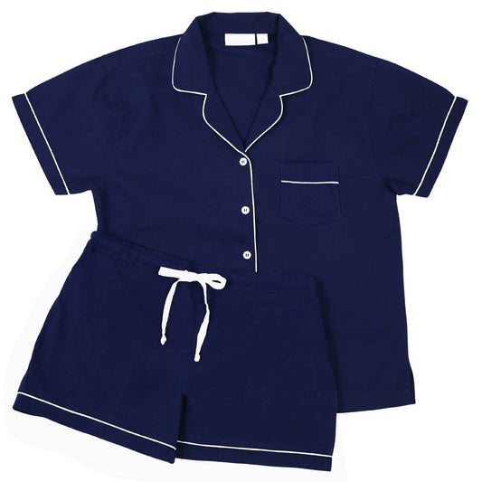 Cooper Navy Short Sleeve Shorty Pajamas