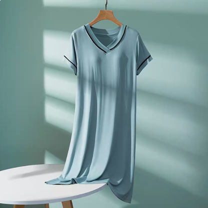 Black Built-in Bra Modal Pajama Dress
