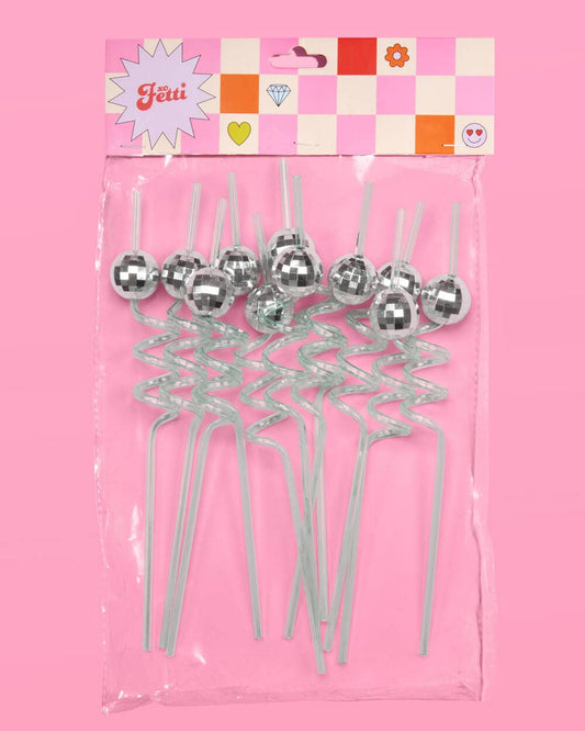 Reusable Teal Disco Party Swirly Straws