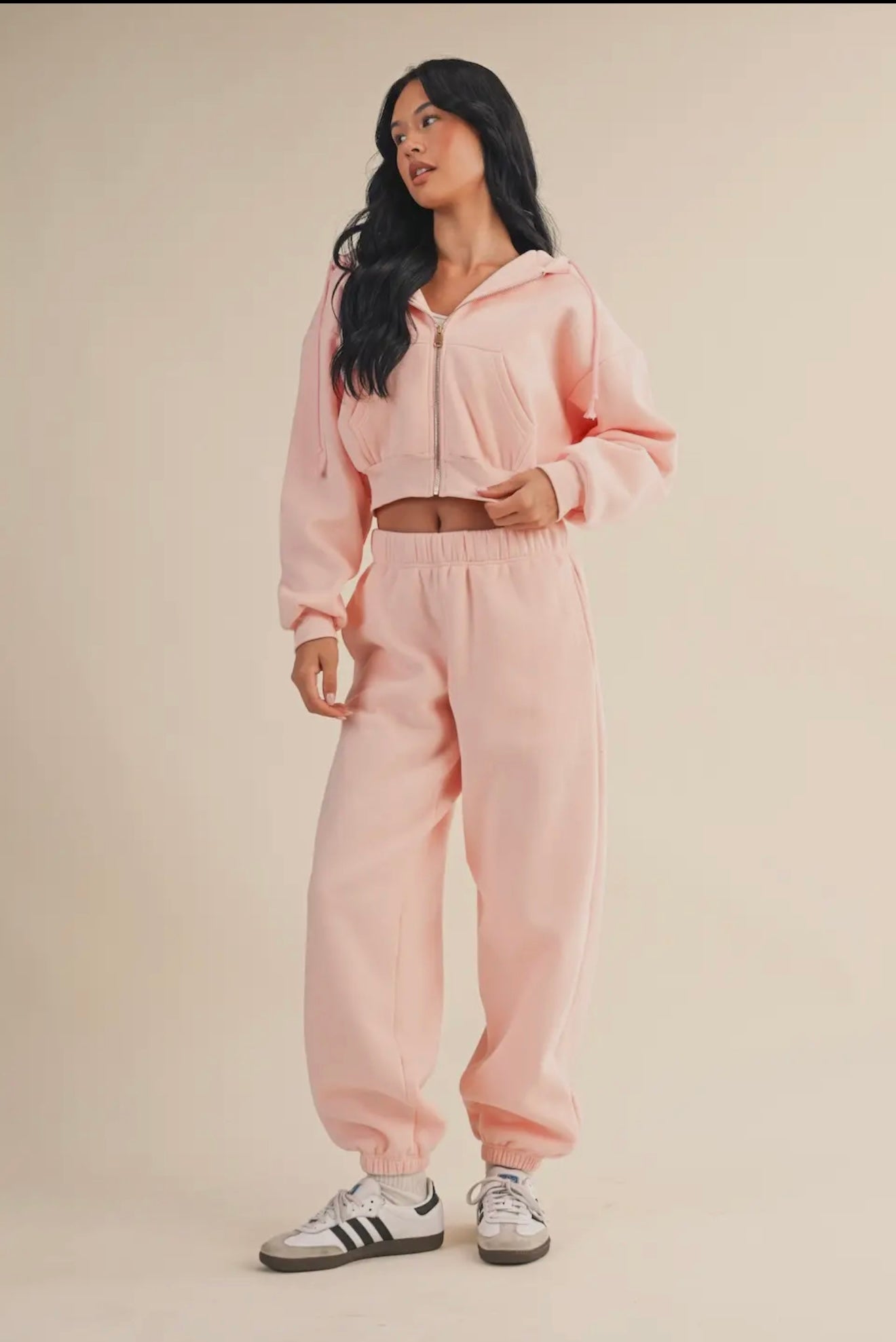 Cozy Fleece Oversized Crop Full Zip Hoodie