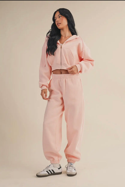 Cozy Fleece Oversized Crop Full Zip Hoodie