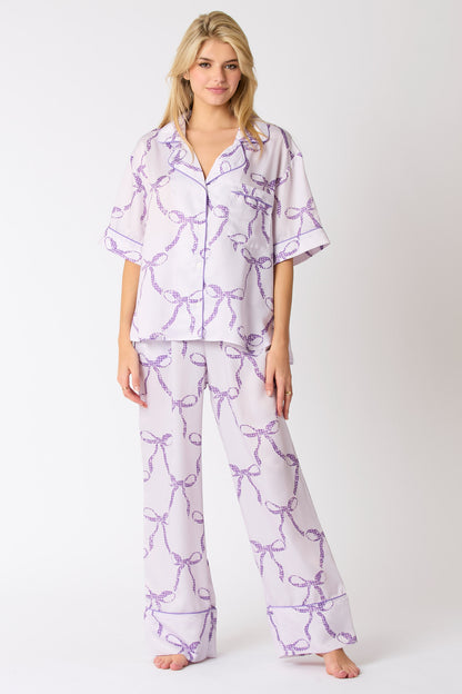 Purple Bow Pajama Set