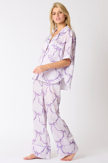 Purple Bow Pajama Set