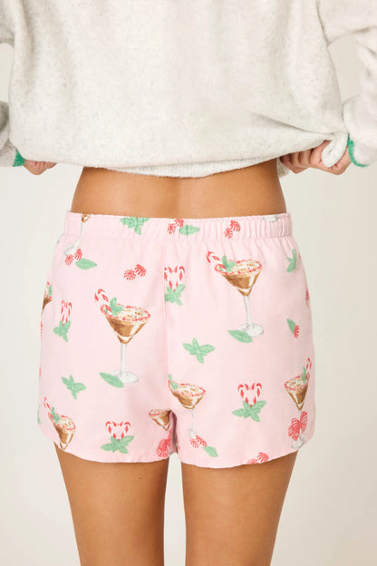Tini Time Drink Print Flannel Shorts