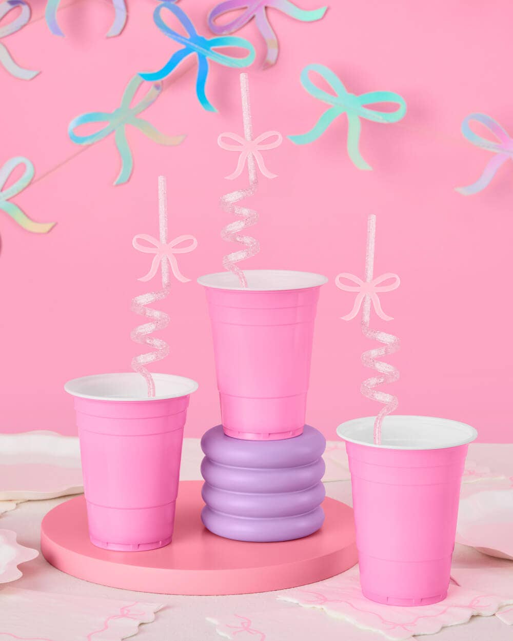 12 Reusable Bow Straws