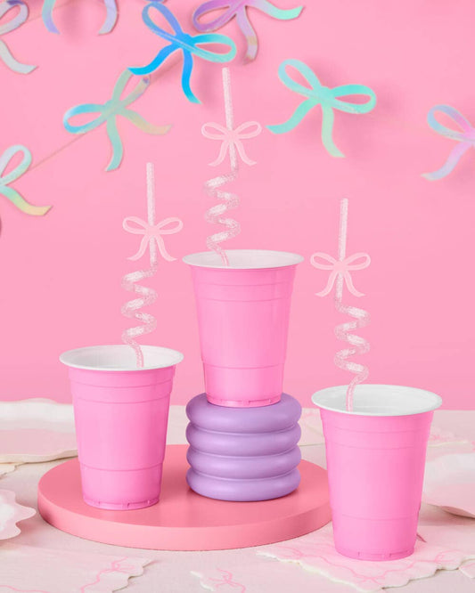 12 Reusable Bow Straws