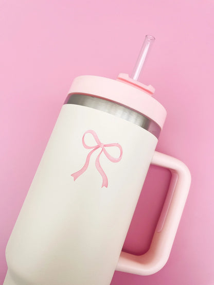 Cream & Pink Bow 40oz Tumbler