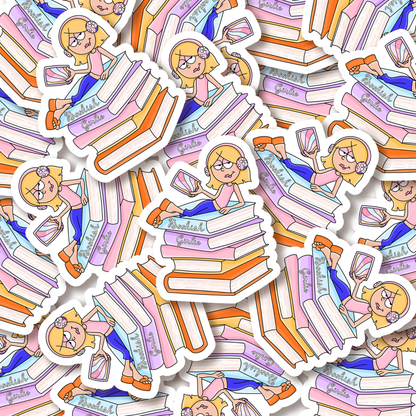 Bookish Girlie Sticker, Nostalgic Sticker, Book Theme Sticke