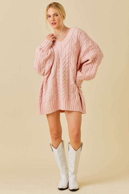 Twist Cable Crochet Oversize Sweater