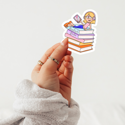 Bookish Girlie Sticker, Nostalgic Sticker, Book Theme Sticke