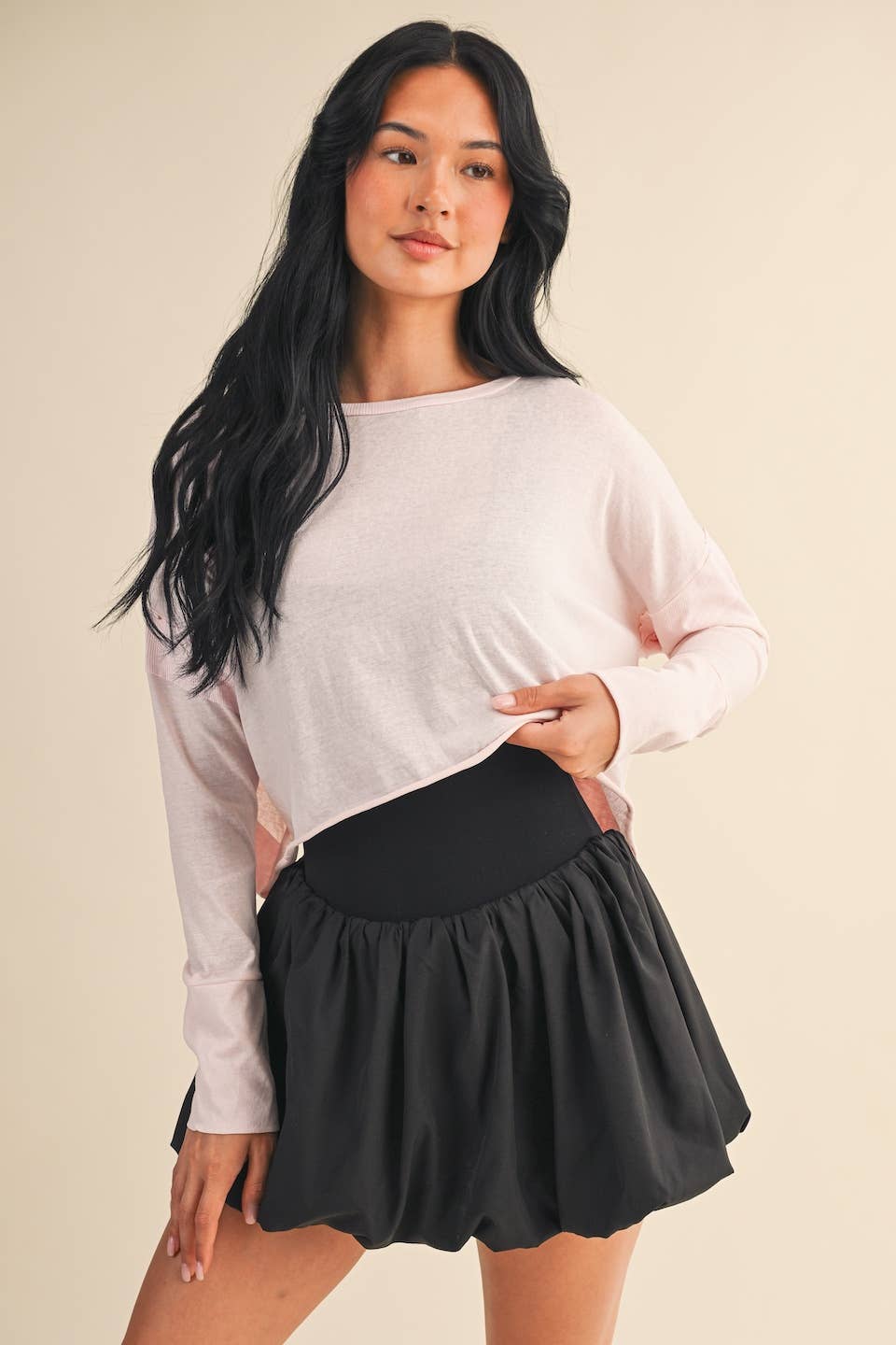 Pink Long Sleeve Layering Top