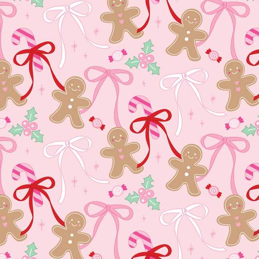 Christmas Gingerbread Bows Wrapping Paper - Roll of 3 Sheets