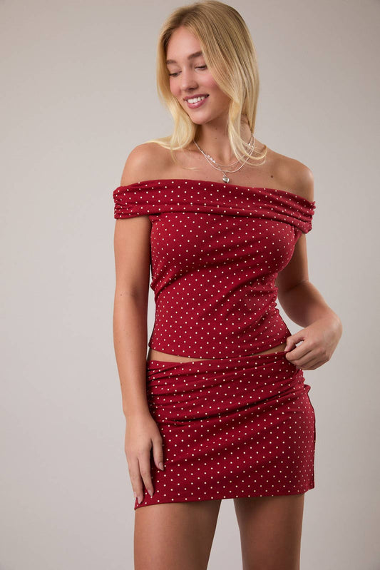 Polka Dot Off The Shoulder Top