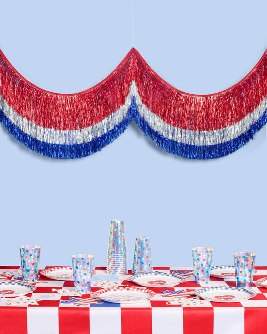 Americana Patriotic Fringe triple layered banner - July 4th