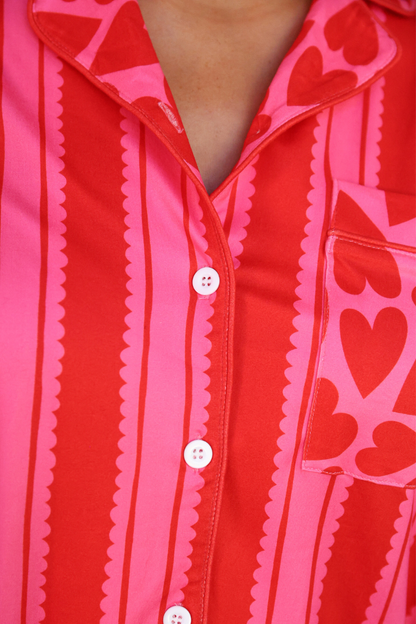 Heartfelt Stripes Ruffle Pajama Set