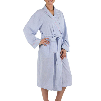 Blue Seersucker-Pink Robe