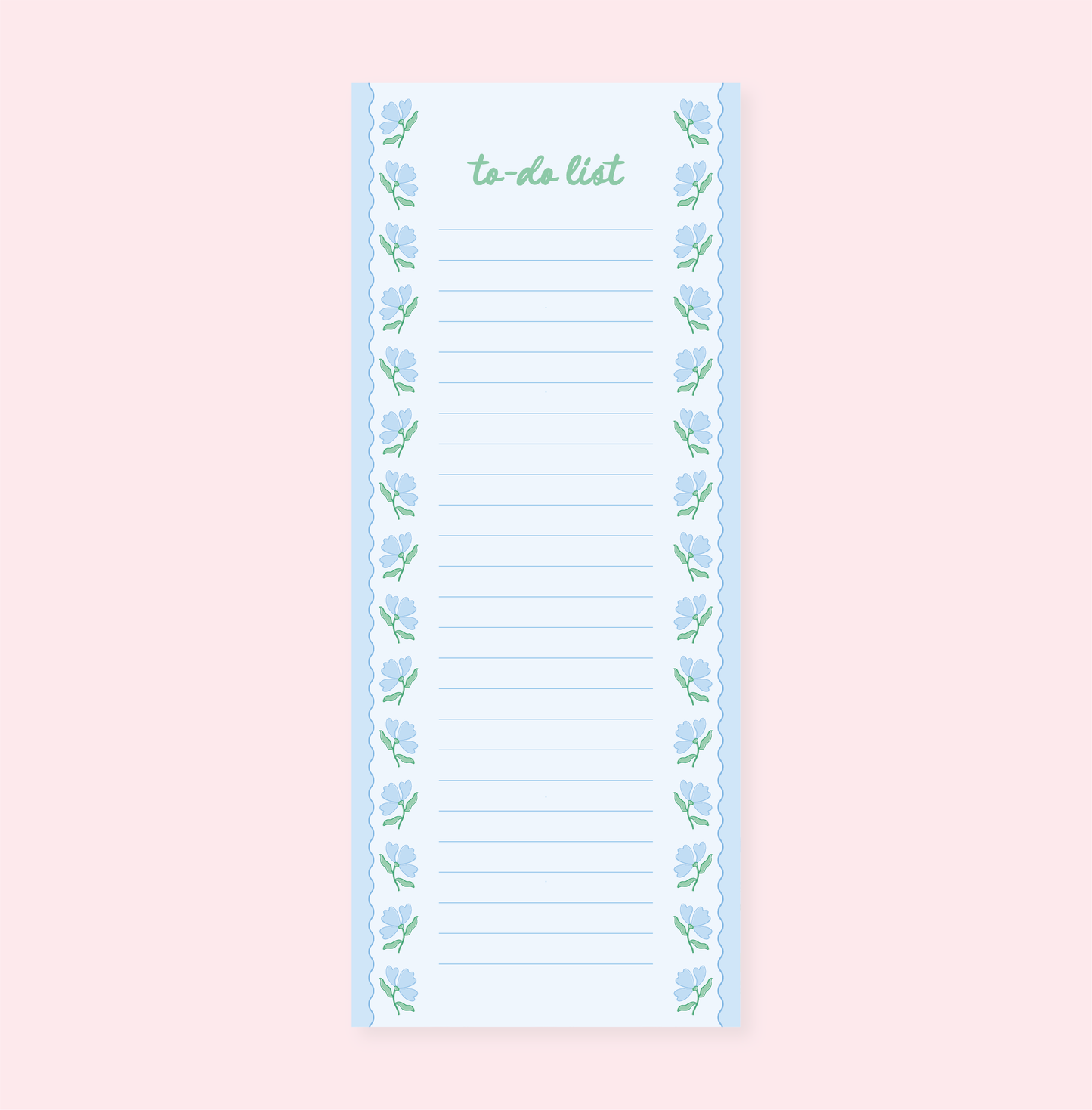 Blue Flower Wavy List Notepad