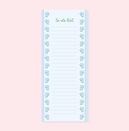 Blue Flower Wavy List Notepad