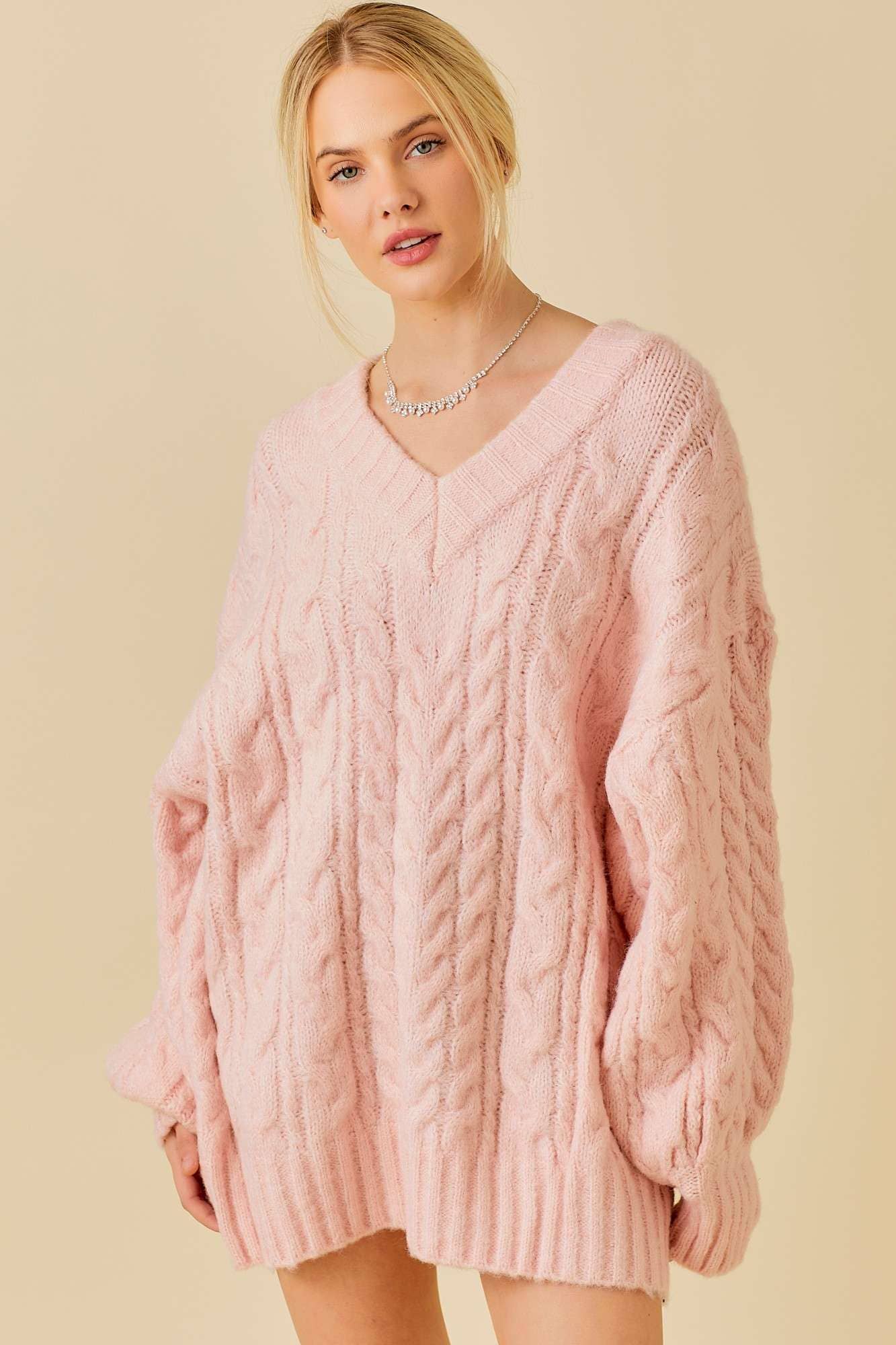 Twist Cable Crochet Oversize Sweater