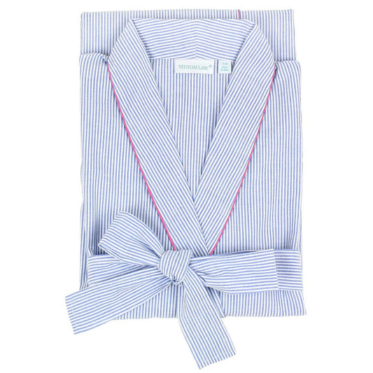 Blue Seersucker-Pink Robe