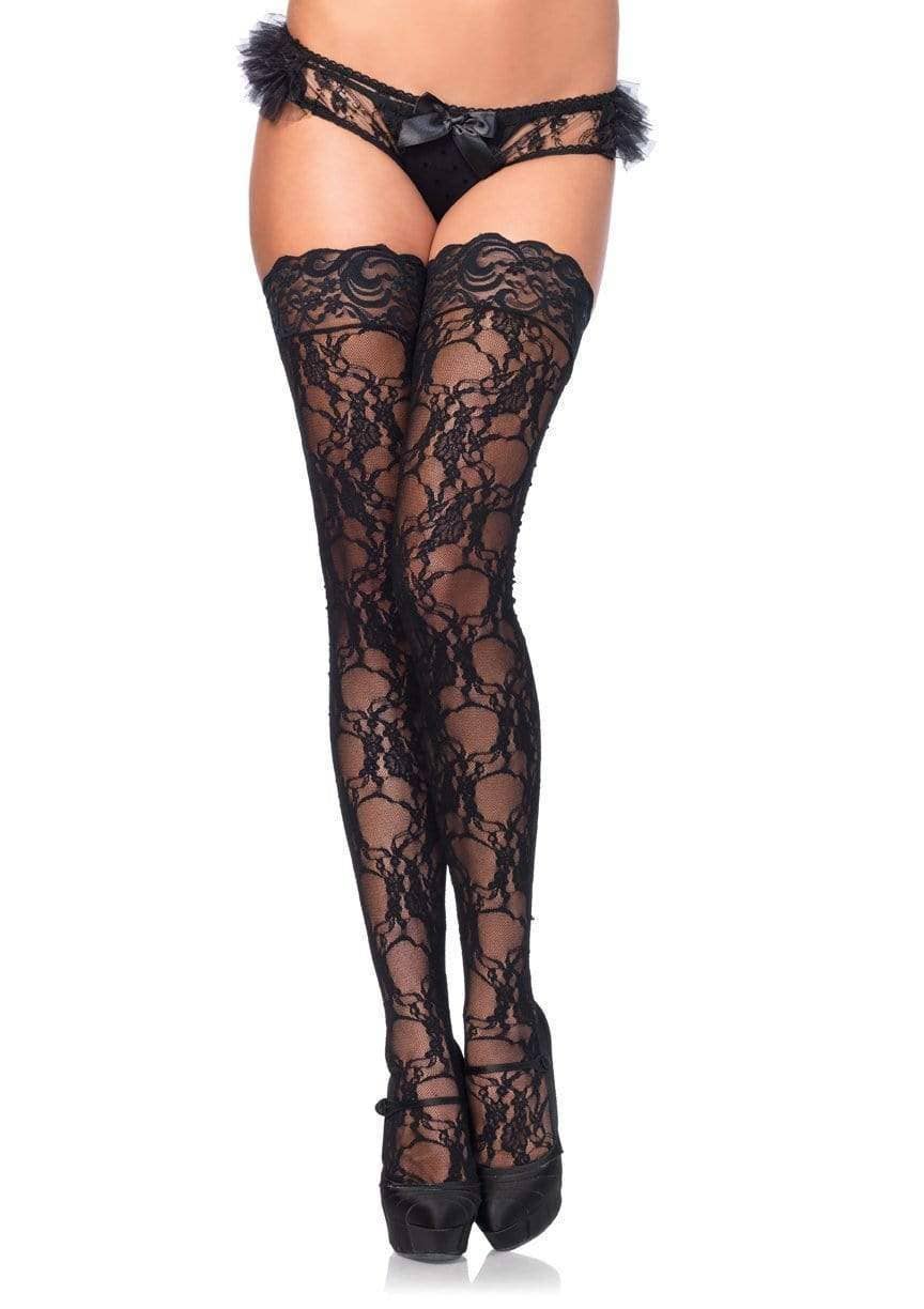 Black Floral Lace Thigh Highs