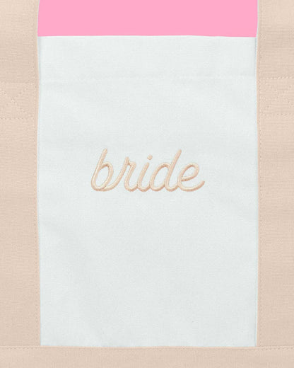 Beige Bride Embroidered Tote Bag