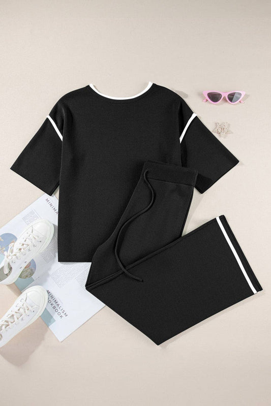 Contrast Trim Top And Pants Set